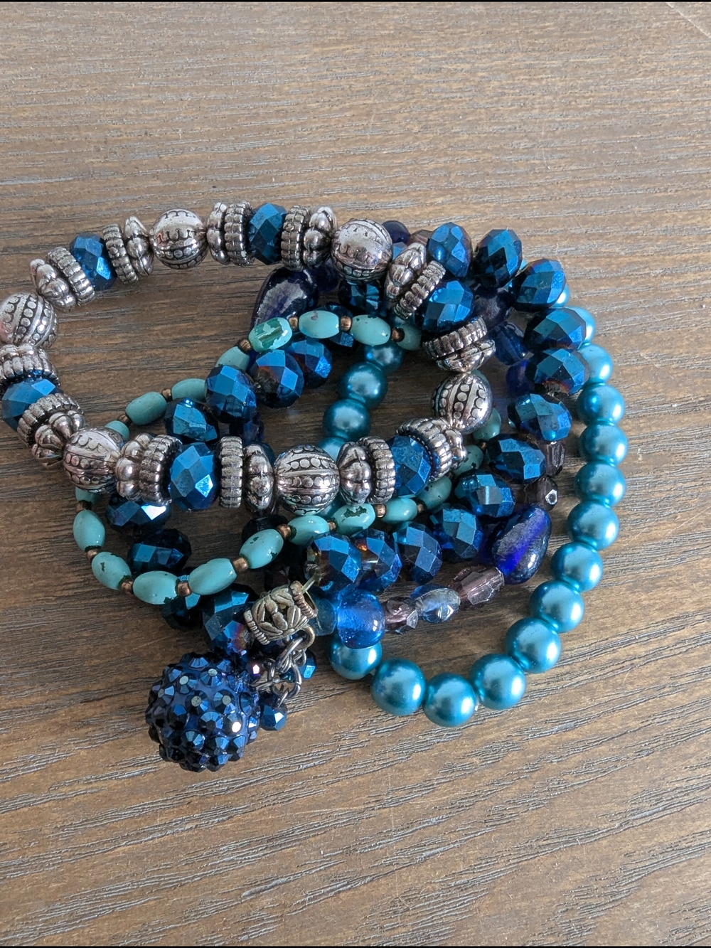 Blue Multi-Strand Beaded Stack Bracelet Set - Picture 2 of 8
